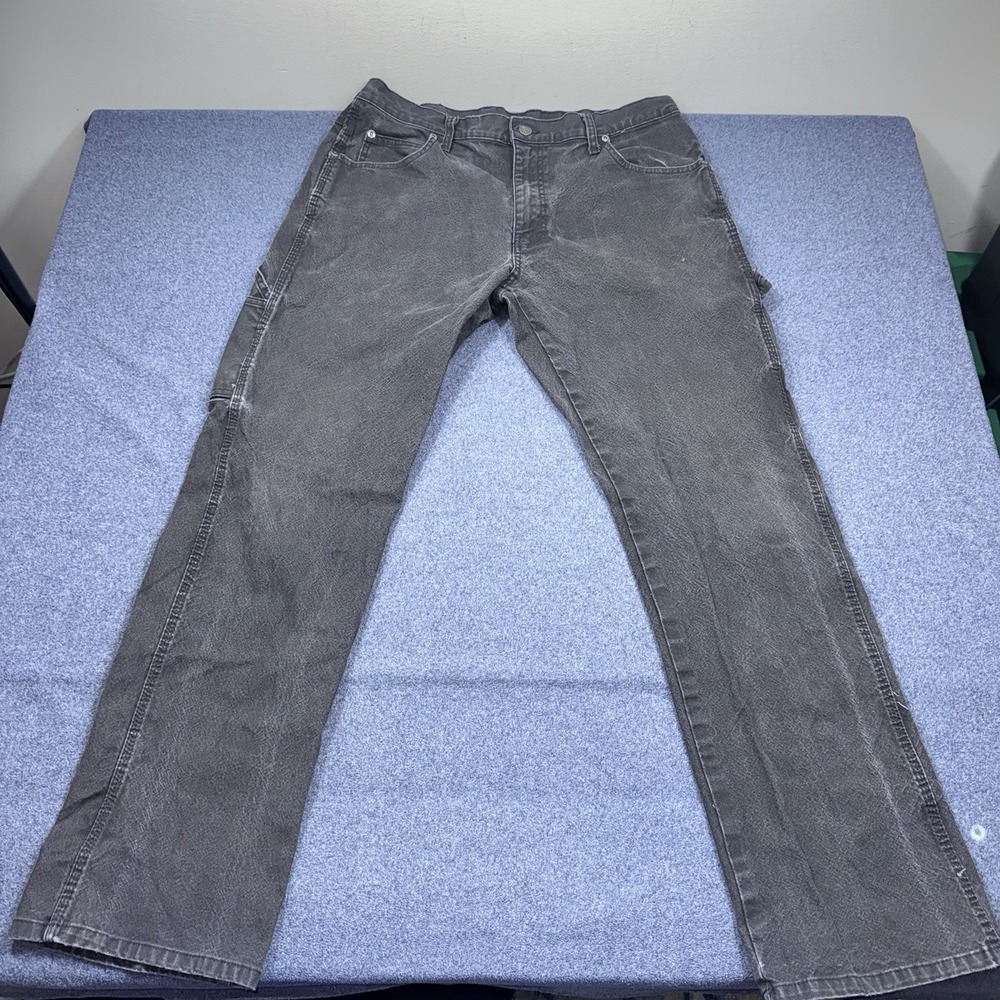 Dickies Mens Black Canvas Utility Pants Vintage 34x32 Faded Distressed Stretch